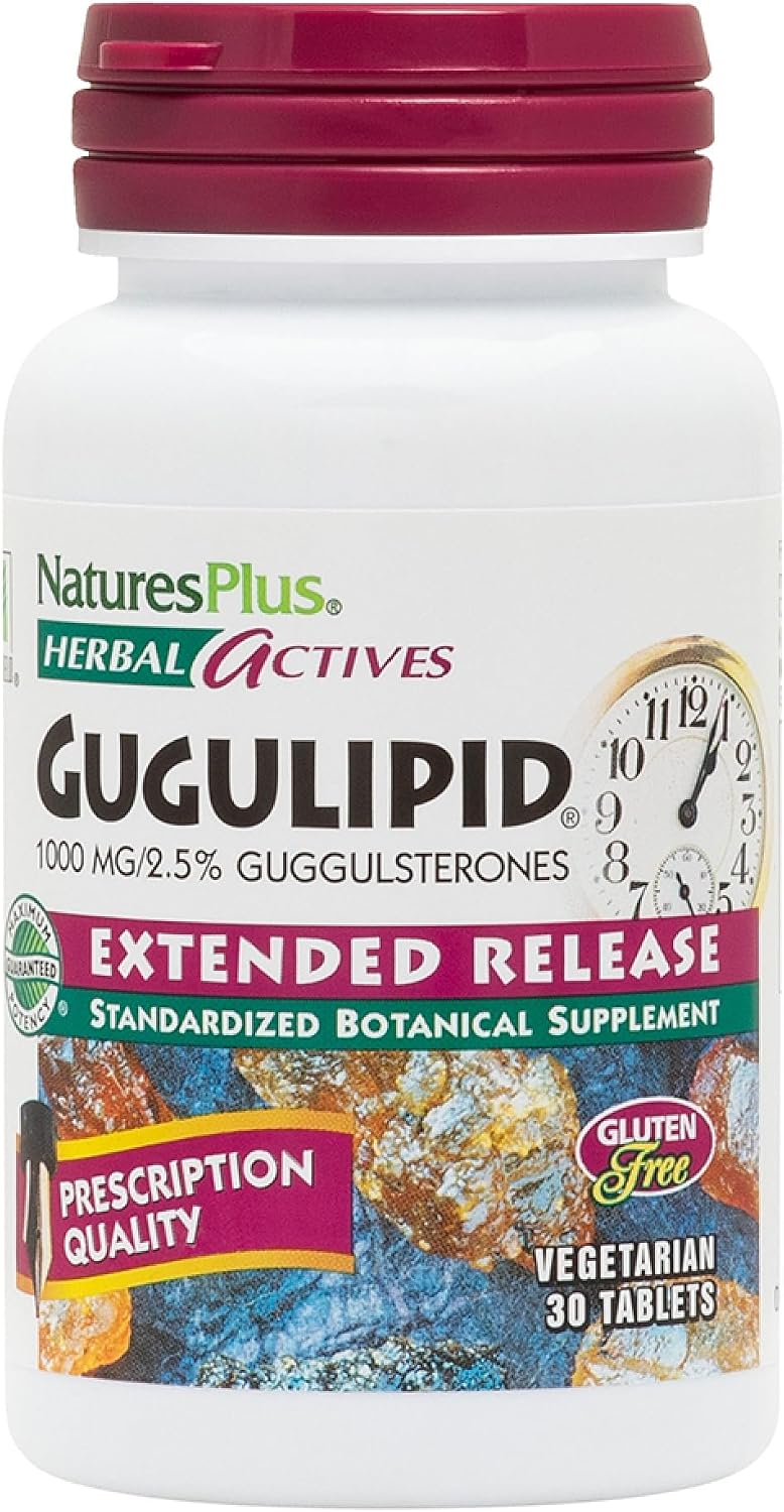 NaturesPlus Herbal Actives Gugulipid - 30 Comprimidos de Liberación Prolongada - Suplemento Ayurvédico - Vegano, Sin Gluten