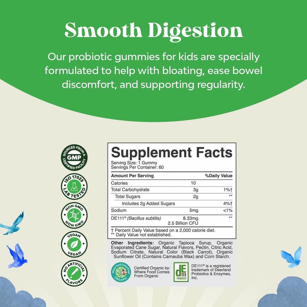 Nature's Craft Probióticos Orgánicos para Niños - Gominolas Digestivas con 2.5B UFC - 60 Gominolas
