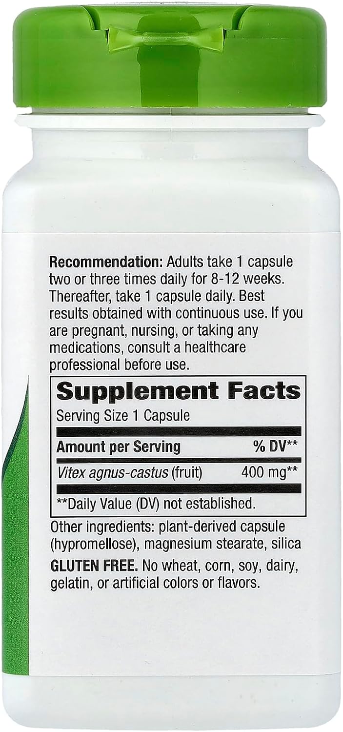 Nature's Way Vitex Fruto 400 mg, 100 Cápsulas Vegetales