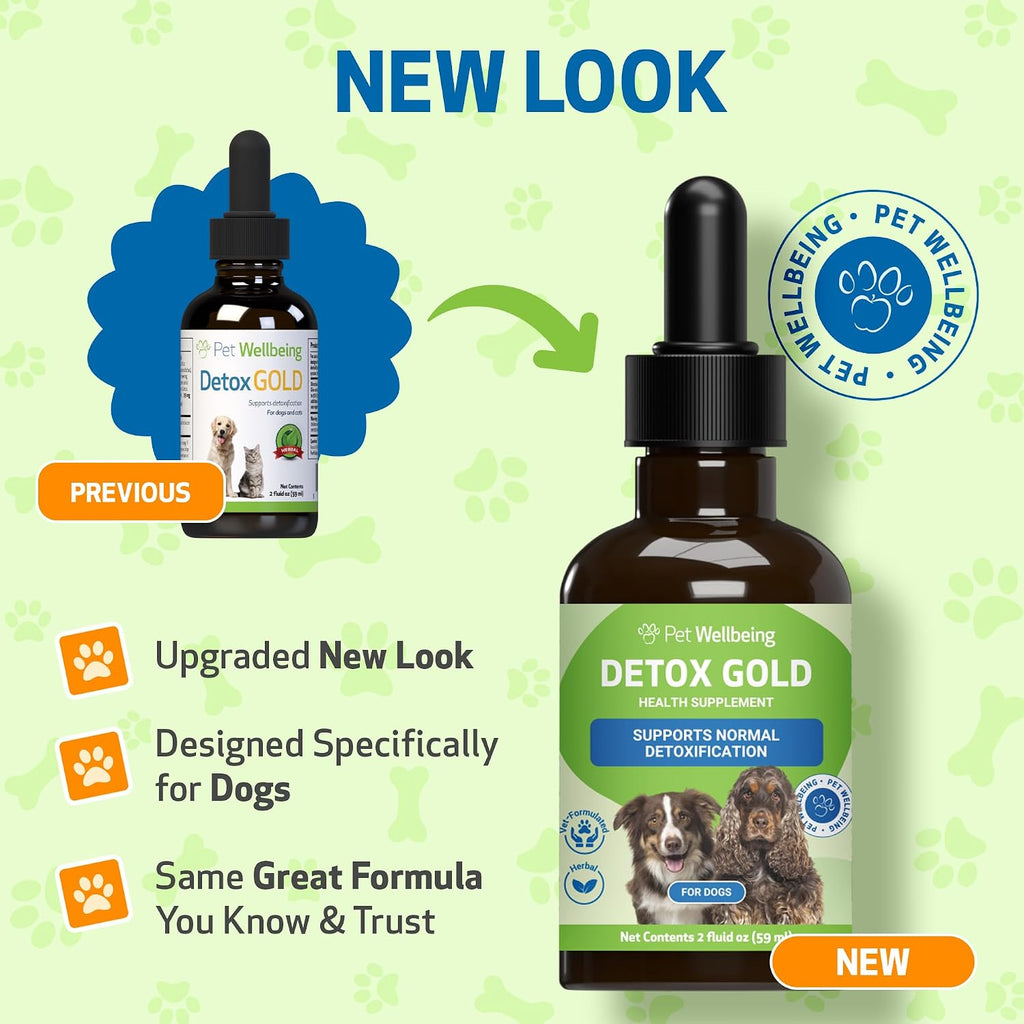 Pet Wellbeing Detox Gold for Dogs - Gentle Detox Herbal Supplement with Nettle, Blessed Thistle, and Burdock - 59 ml