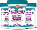 Vetbiome Plus Probióticos de Alta Potencia para Mascotas (120 Cápsulas) - 120 Mil Millones UFC, Fórmula de 9 Cepas - Probado por Terceros - Fabricado en EE.UU.