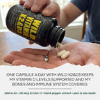 Wild Foods Vitamina D3 + K2 (100 mcg MK-7) con Extracto de Pimienta Negra | 5000 UI | 60 Cápsulas Veganas