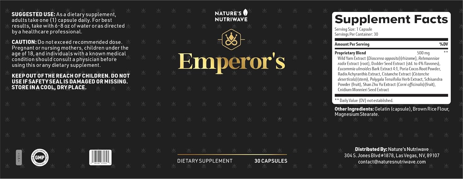 Emperor's Vigor Tonic – Fórmula Herbal – 60 Cápsulas