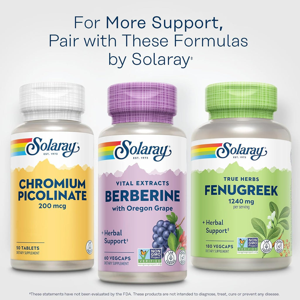 SOLARAY Berberina 250 mg con Berberina HCI y Uva de Oregón - 60 Cápsulas Veganas