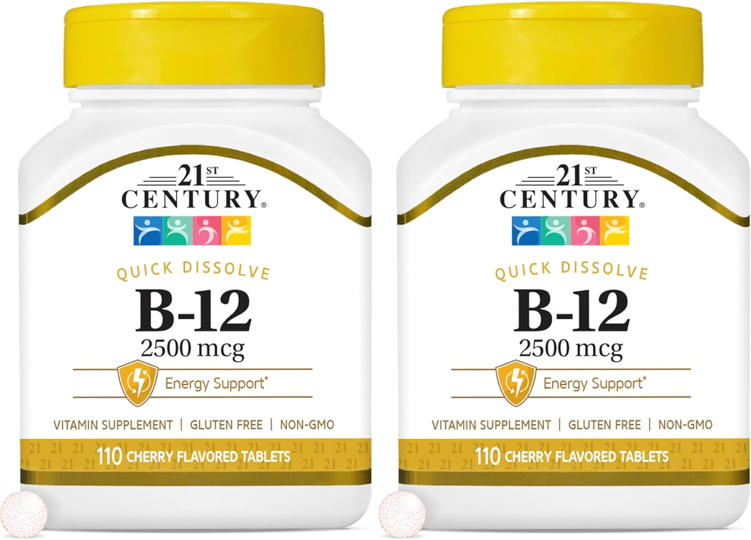 21st Century B12 1000 mcg de Liberación Prolongada - Cianocobalamina, 110 Tabletas