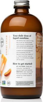 Natural Force Pure Vitamin D – Líquido D3 y K2 con MCT de Coco – 1,000 UI – Vegano – Sabor Naranja Crema – 473 ml