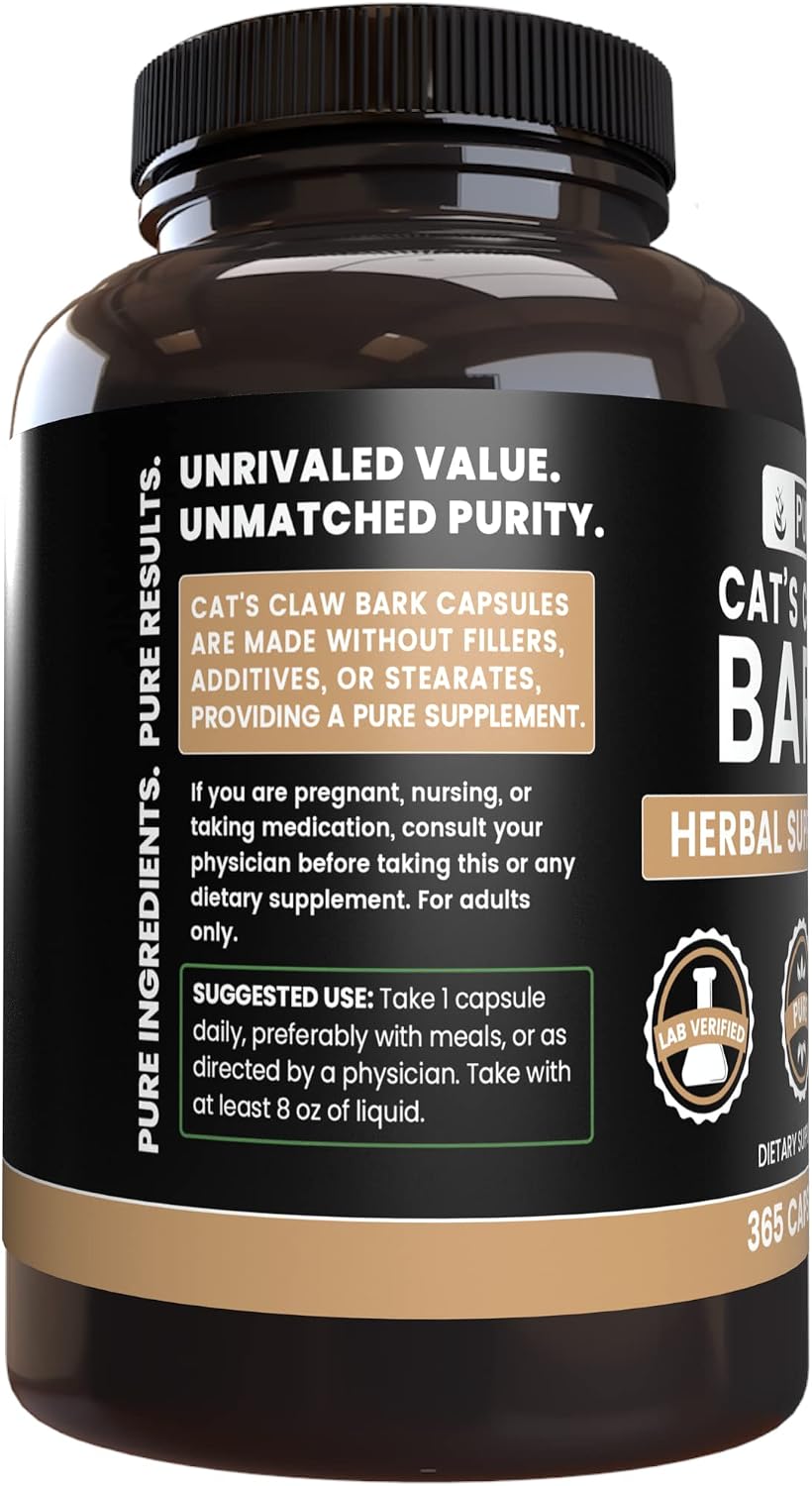 Pure Original Ingredients Uña de Gato Corteza (365 Cápsulas) - Sin Rellenos, Puro y Verificado en Laboratorio