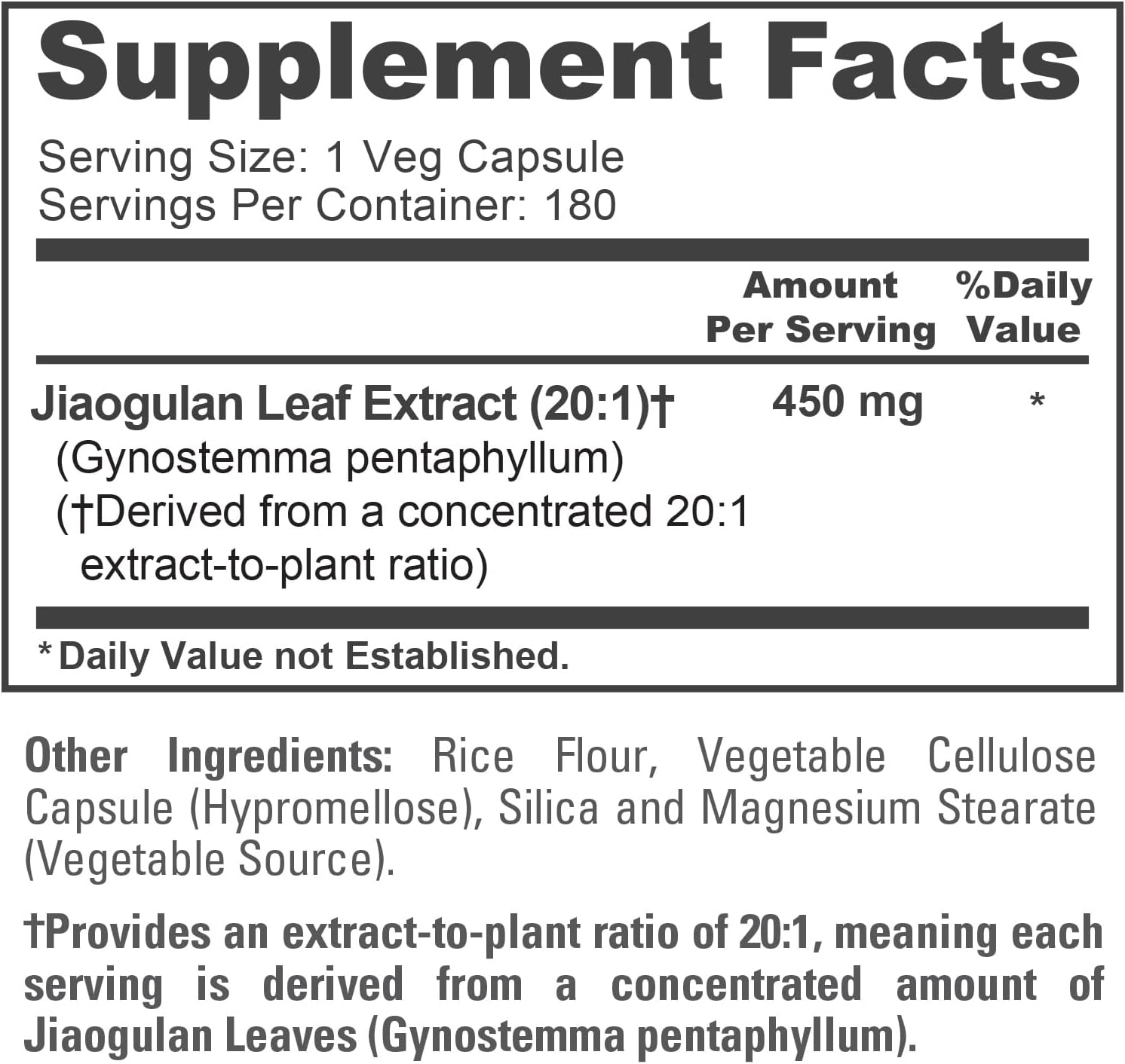 NusaPure Jiaogulan Cápsulas, 450 mg, 180 Cápsulas Veganas (No OGM, Vegano)