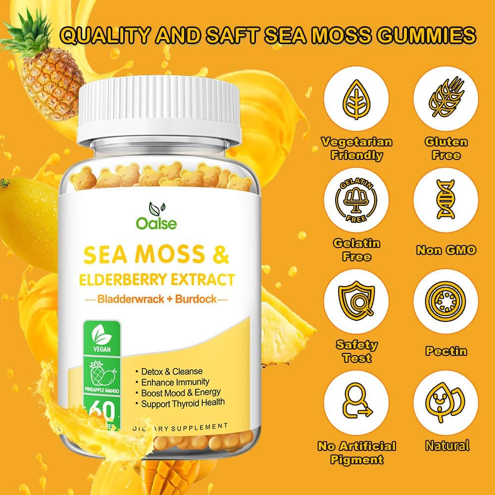OALSE Sea Moss Gummies 2000mg - 8 en 1 con Vitamina C, D3 y Zinc - Pack de 2