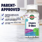 KAL Vitamin D-Rex Chewable for Kids, Vitamin D3 400 IU, Bubblegum Flavored, 90 Dinosaur Shaped Tablets