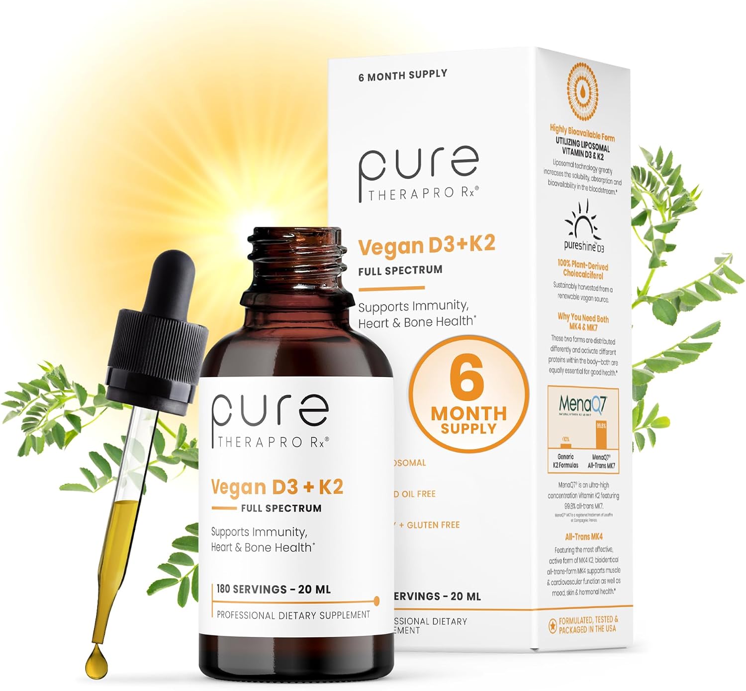 Pure Therapro Rx Vitamina D3 + K2 Liposomal 5000 UI, 20 ml