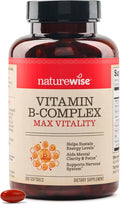 NatureWise Complejo de Vitamina B para Hombres y Mujeres - con Ácido Fólico, Biotina, B1, B2, B3, B6, B12 - Apoyo a la Energía Celular y Claridad Mental - Sin Gluten y Sin Lácteos - 360 Cápsulas Blandas