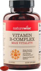 NatureWise Complejo de Vitamina B para Hombres y Mujeres - con Ácido Fólico, Biotina, B1, B2, B3, B6, B12 - Apoyo a la Energía Celular y Claridad Mental - Sin Gluten y Sin Lácteos - 360 Cápsulas Blandas