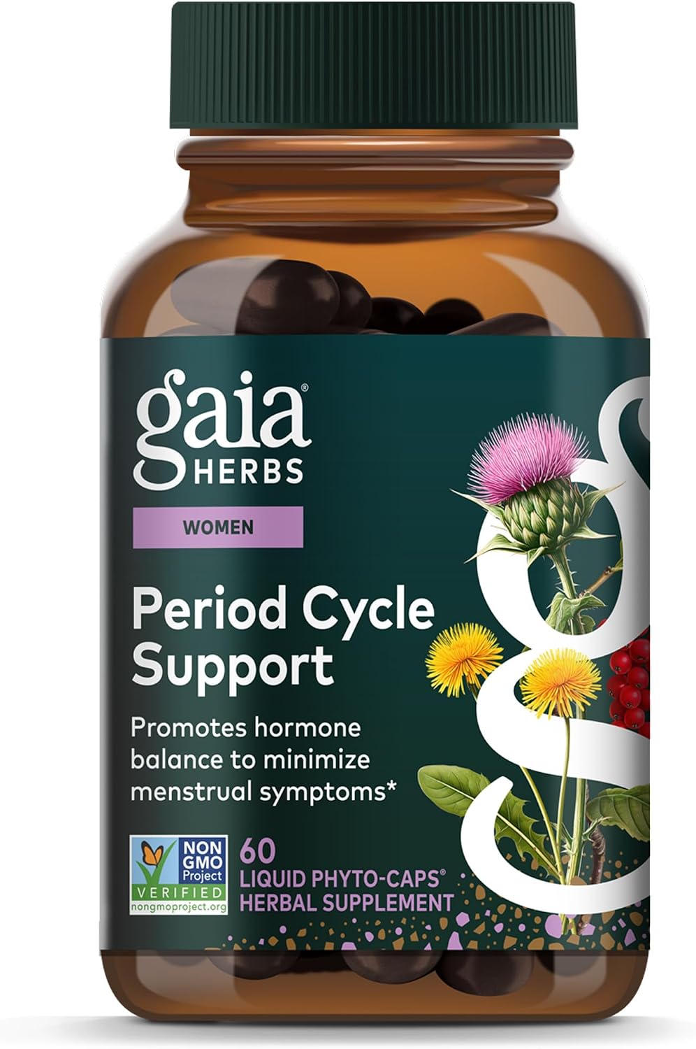 Gaia Herbs Period Cycle Support - Apoyo al Ciclo Menstrual con Vitex y Schisandra - 60 Cápsulas Veganas