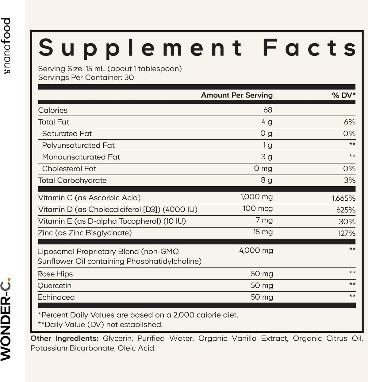 Codeage Nanofood Wonder-C - Líquido Liposomal de Vitamina C con D3, E, Zinc y Extractos Vegetales – Image 2