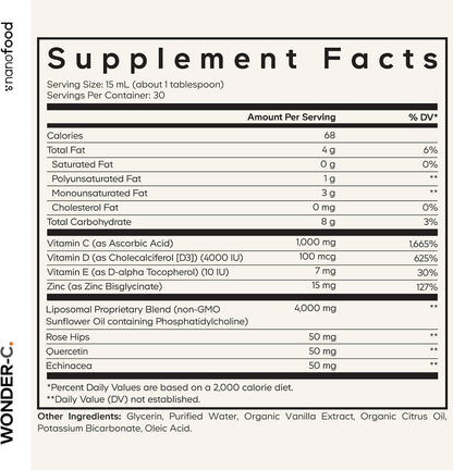 Codeage Nanofood Wonder-C - Líquido Liposomal de Vitamina C con D3, E, Zinc y Extractos Vegetales – Image 2