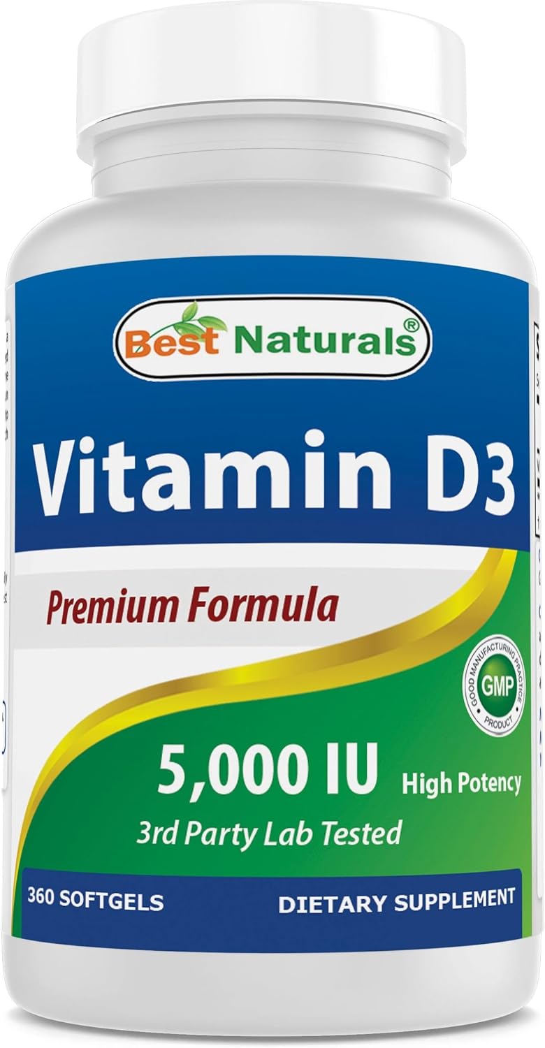 Best Naturals Vitamina D3 5000 UI 360 Cápsulas Blandas