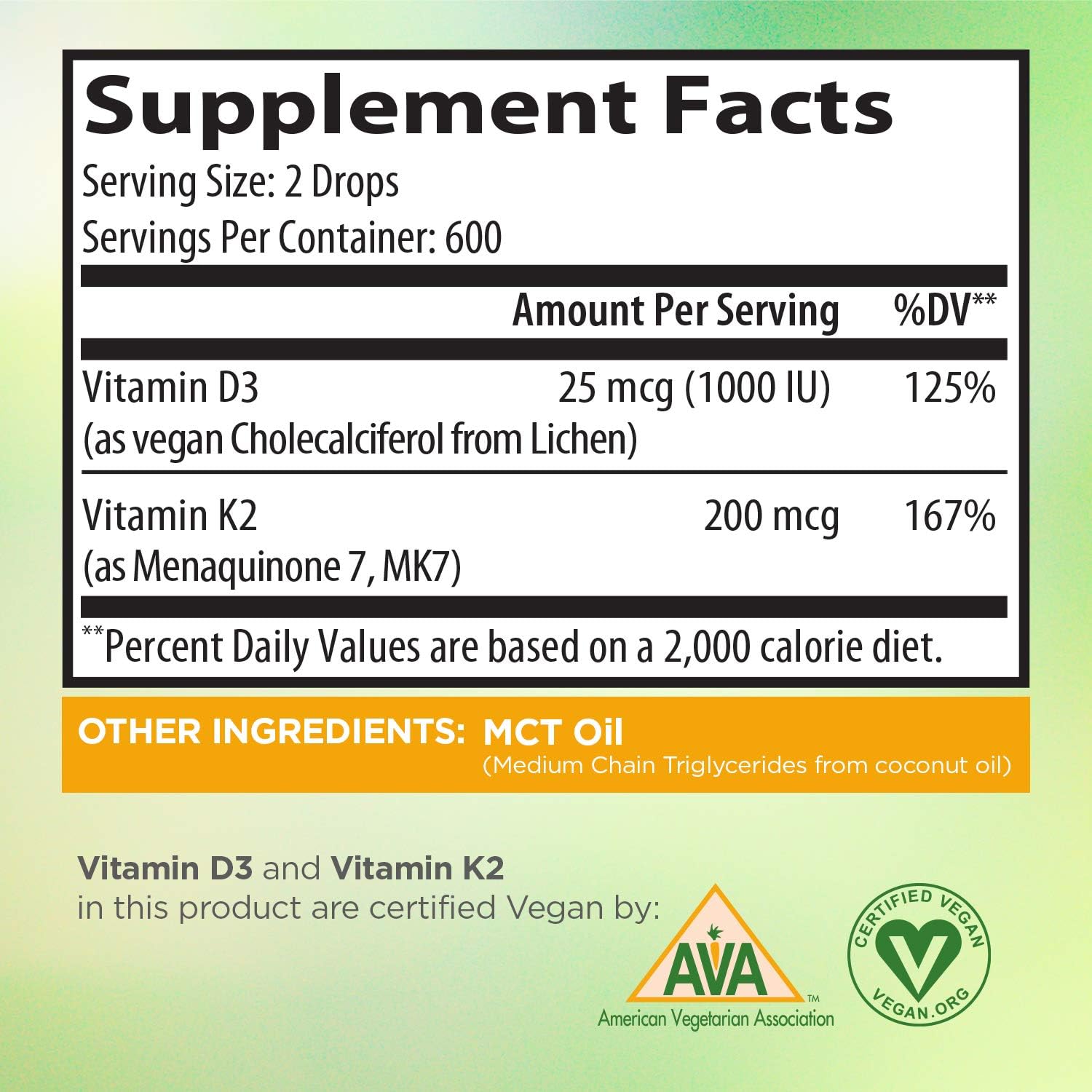 Zoomavit Vegan Liquid Drops Vitamina D3 K2 (MK7) - 100% Vegetal - 1000 UI D3 + 200 mcg K2 por dosis