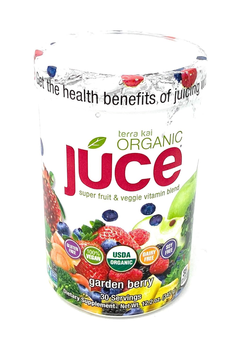 Terra Kai Organics Juce Super Fruit and Veggie Blend, 12.2 oz, Garden Berry