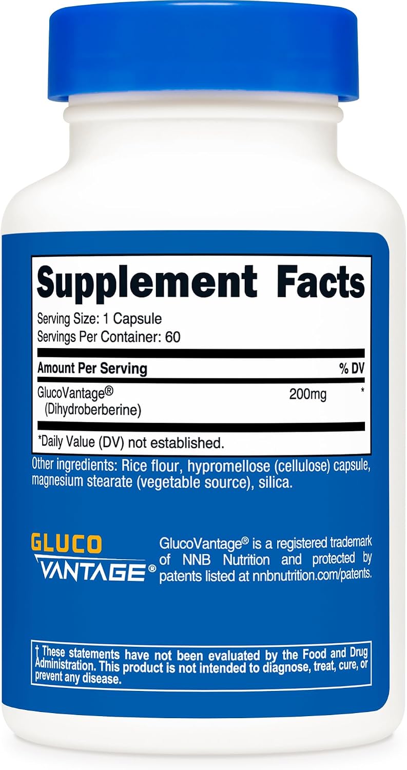 Cápsulas de Dihidroberberina Nutricost (200 mg, 60 cápsulas) - Metabolito de Berberina