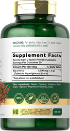 Carlyle Pau D'Arco Cápsulas | 1500 mg | 180 Unidades | Suplemento Herbal | No OGM, Sin Gluten