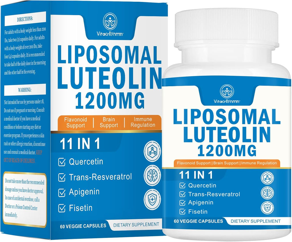 VITACRLLYNMN Liposomal Luteolina 1200 mg – Complejo 11 en 1 Antioxidante y Cognitivo, 60 Cápsulas