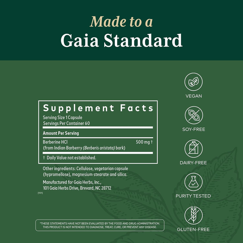 GAIA HERBS PRO Berberine Metabolic - Berberina HCI - 60 Cápsulas