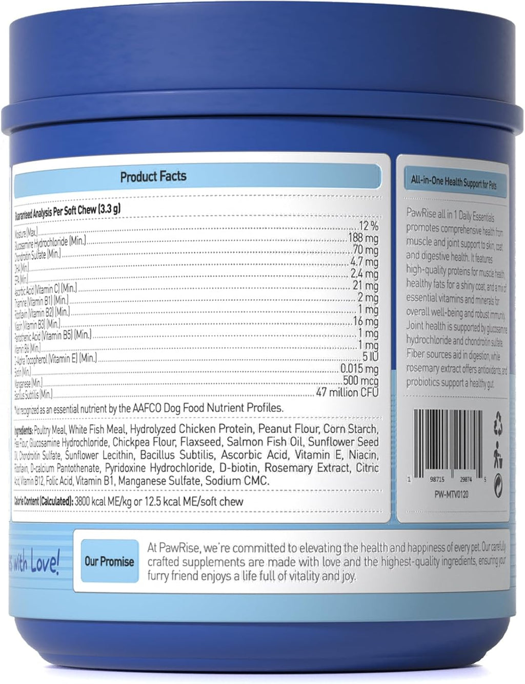 PawRise Multivitamínico Completo para Perros – Apoyo para Articulaciones, Piel, Digestión e Inmunidad – 150 Comprimidos Masticables Sabor Pollo