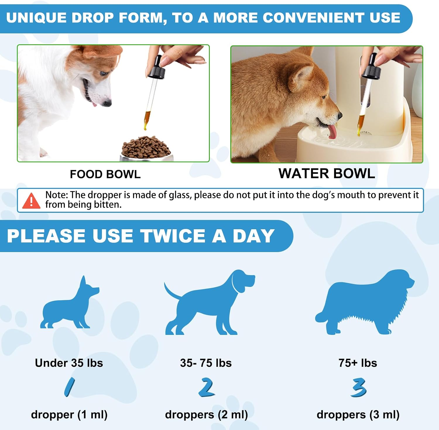 Vitamina D para Perros, Gotas Líquidas de Vitamina D para Perros, Vitaminas D para Perros Promueven la Absorción de Calcio, Apoya el Sistema Inmunitario, Salud de Caderas y Articulaciones y Salud Dental, Suplemento Multivitamínico para Perros