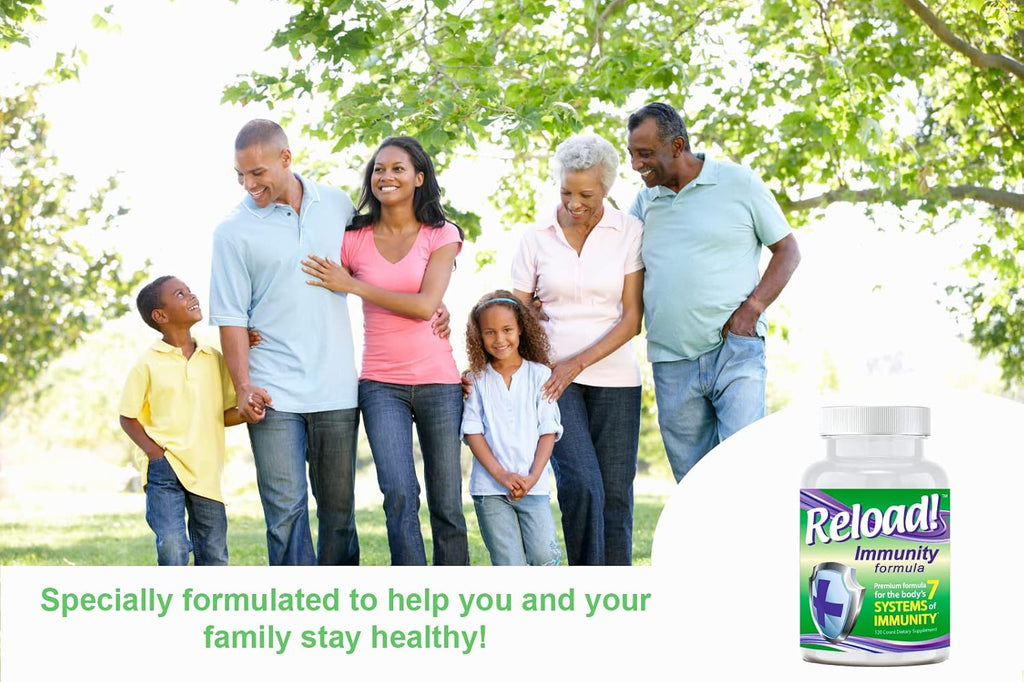 Reload! Immunity - Complejo Multivitamínico con Echinacea, Vitaminas A, C, D, Zinc, Selenio, Ginkgo, Aloe, Probiótico/Prebiótico, Fenogreco - 120 Cápsulas, 30 Días