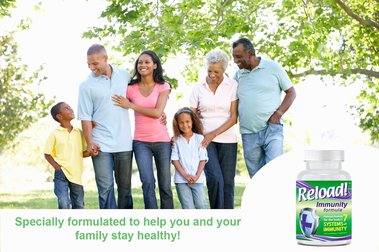 Reload! Immunity - Complejo Multivitamínico con Echinacea, Vitaminas A, C, D, Zinc, Selenio, Ginkgo, Aloe, Probiótico/Prebiótico, Fenogreco - 120 Cápsulas, 30 Días