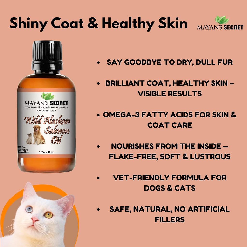 Aceite de Salmón Salvaje de Alaska Puro para Perros y Gatos — Omega 3 Líquido