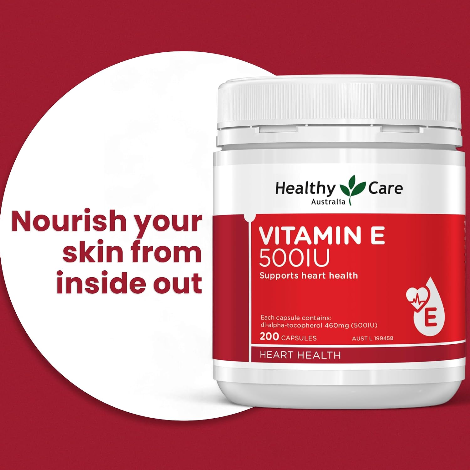 Healthy Care Vitamin E 500IU 200 Capsules