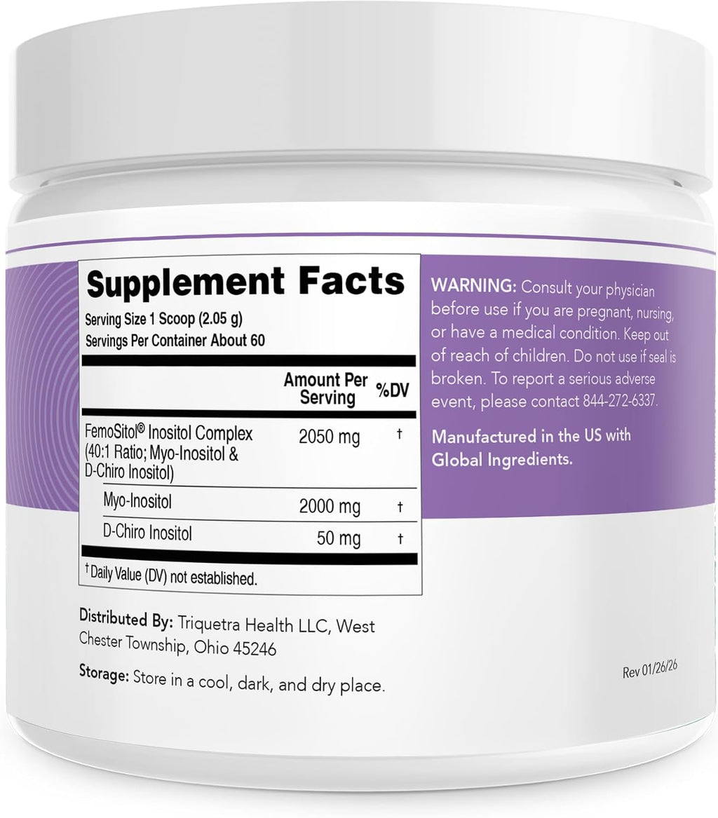 FemoSitol Inositol en Polvo - Complejo de Myo-Inositol y D-Chiro Inositol 40:1 (123 g)