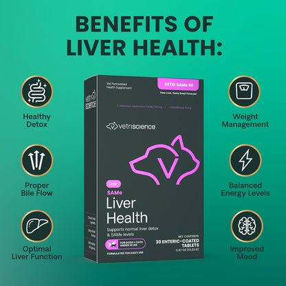 VetriScience SAMe Liver Health Tablets para Gatos y Perros Pequeños – 90 mg S-Adenosil Metionina, 30 tabletas – Image 7