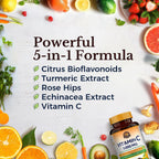 Vitalitown Complejo de Vitamina C 1000 mg con Escaramujo, Bioflavonoides, Cúrcuma y Equinácea - 90 Comprimidos