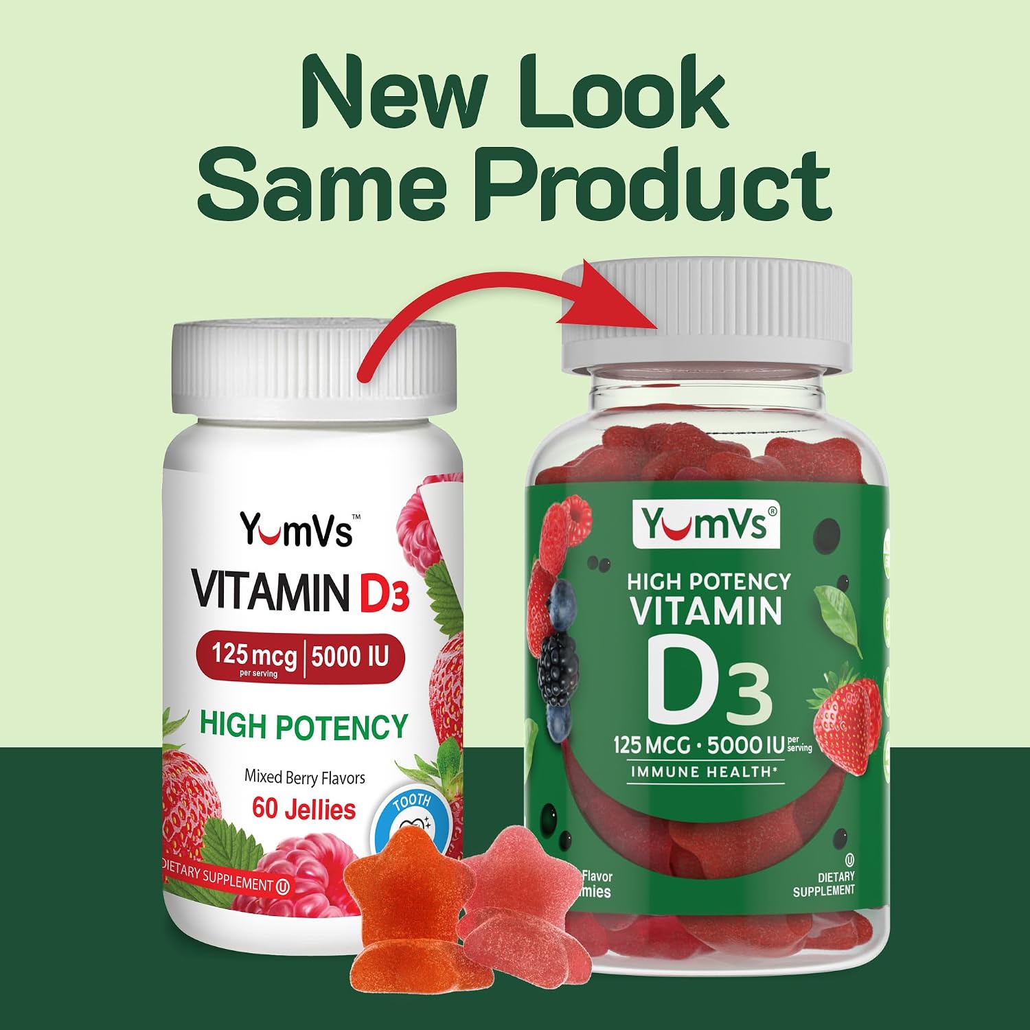 YUM-V'S Gomitas de Vitamina D3 5000 IU (125 mcg) - 120 Gomitas