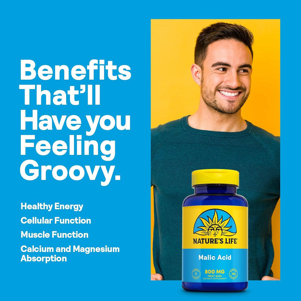 Nature's Life Ácido Málico 800 mg | Agente quelante | 100 comprimidos
