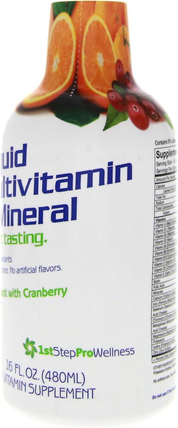 1st Step Pro-Wellness Suplemento Líquido Multivitamínico y Mineral, Sabor Cítricos, Pack de 2 Botellas de 16 oz