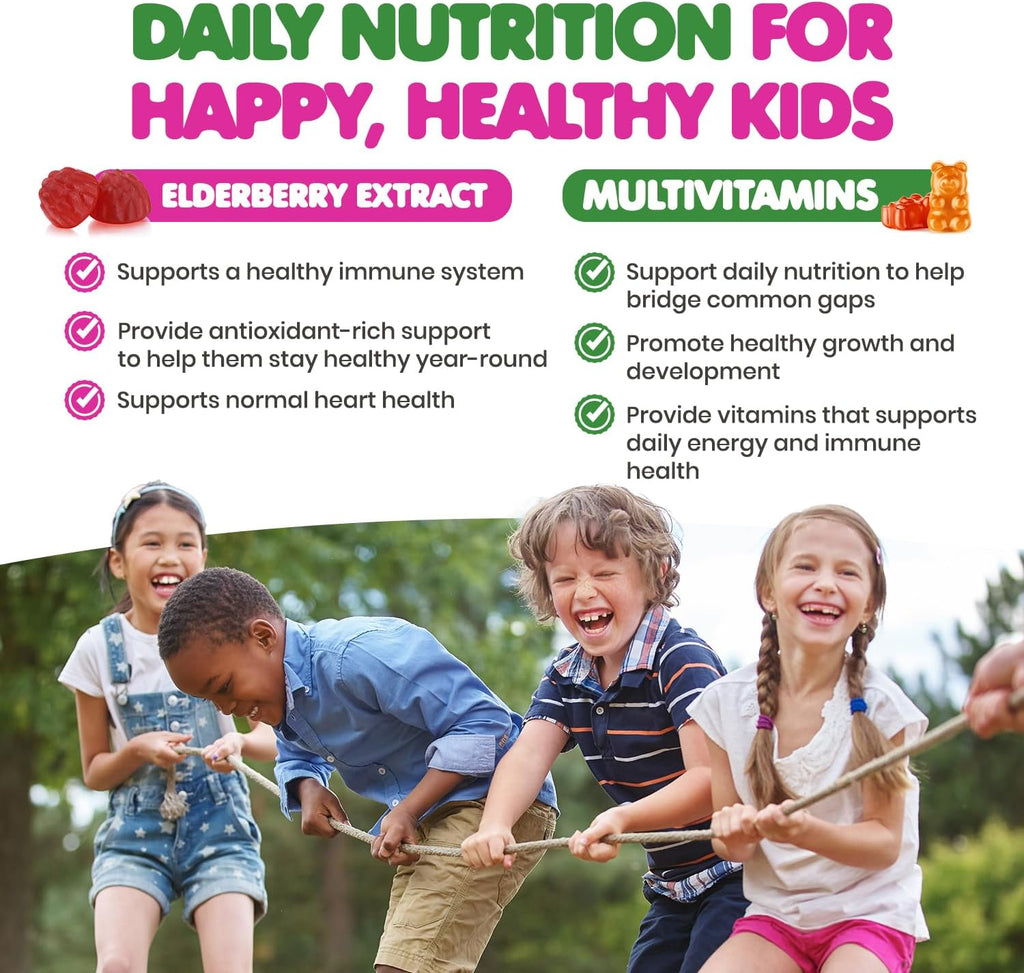 DR. MORITZ Gomitas de Saúco para Niños (60 unidades) y Multivitamínico Infantil en Gomitas (120 unidades) - Pack de 2