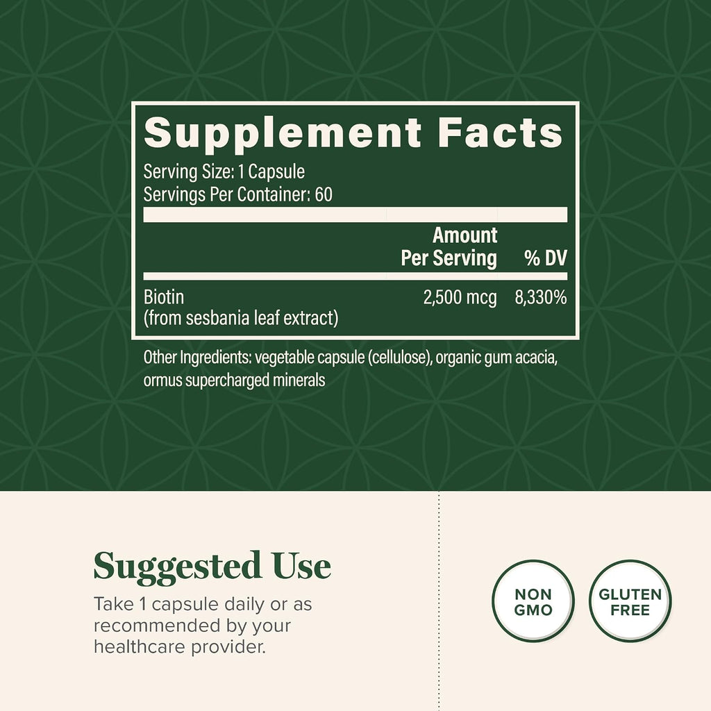 Biotina (Vitamina B7) 1000 mcg - Suplemento Orgánico para Cabello, Piel y Uñas