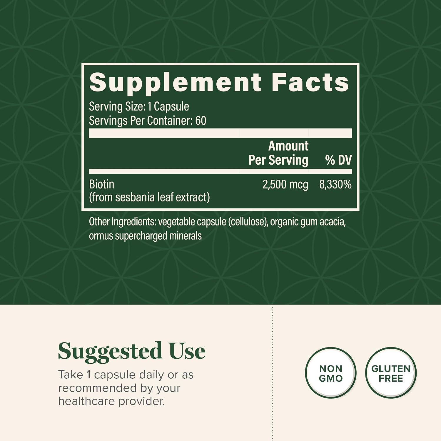 Biotina (Vitamina B7) 1000 mcg - Suplemento Orgánico para Cabello, Piel y Uñas