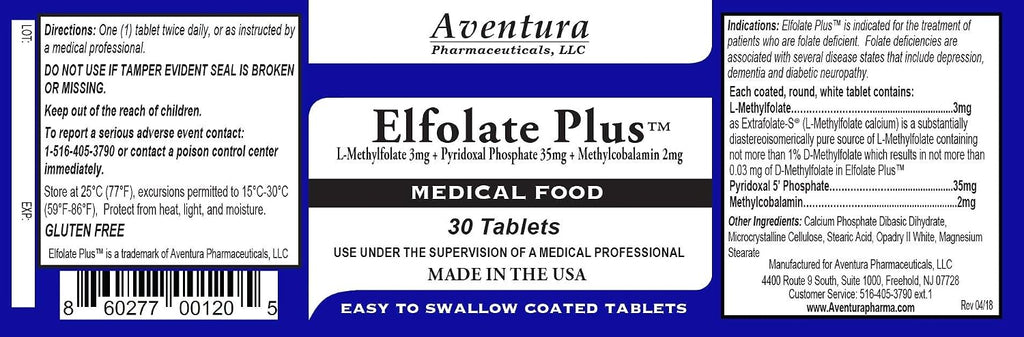 Plus® 3mg - 3 Paquetes de L-Metilfolato - Complemento Alimenticio - 30 Comprimidos
