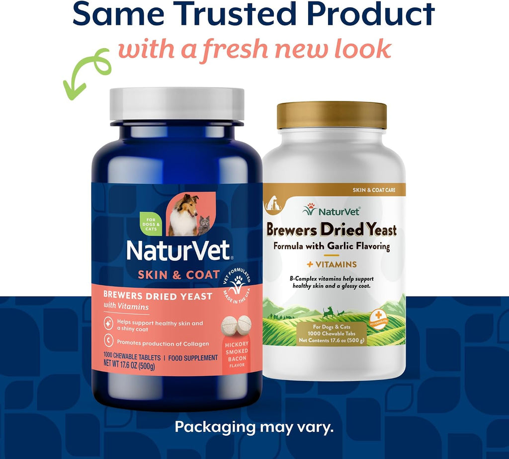 NaturVet Levadura de Cerveza con Vitaminas para Perros y Gatos - 1000 Comprimidos Masticables