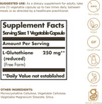 Solgar L-Glutathione Reduced 250 mg - 60 Vegetable Capsules - Antioxidant Support
