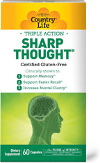 Country Life Sharp Thought - Apoyo Cognitivo con Fosfatidilserina y DHA - 60 Cápsulas