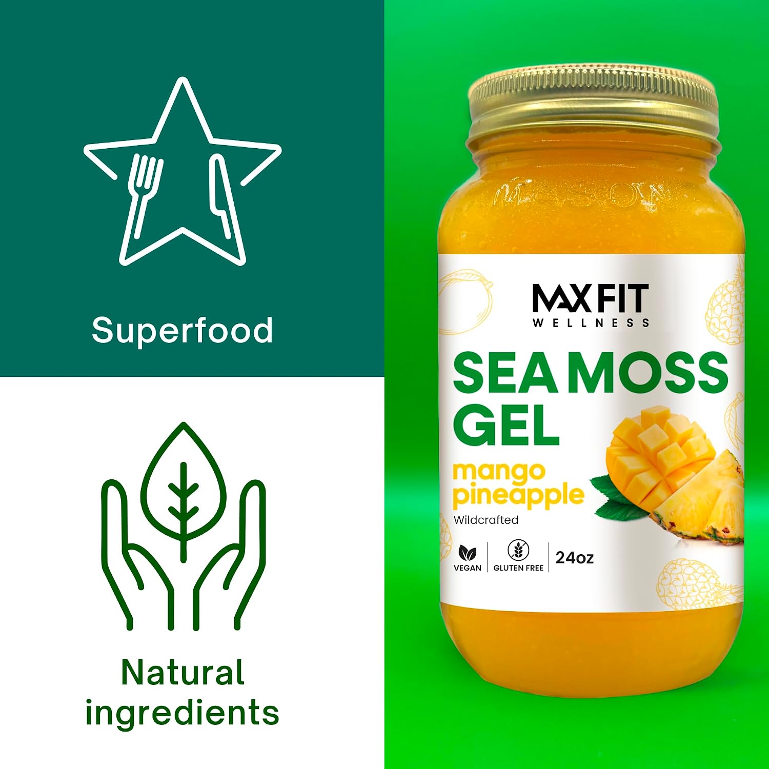 MAX FIT Sea Moss Gel Silvestre 24 oz - 92 Vitaminas y Minerales