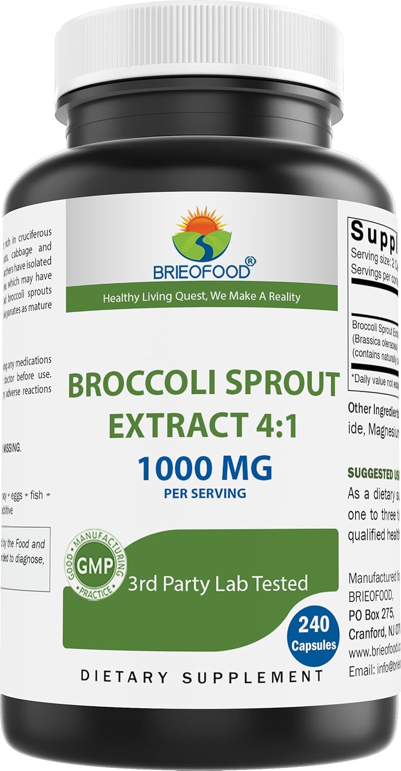 Extracto de Brotes de Brócoli 4:1 - 1000 mg por Porción - 240 Cápsulas