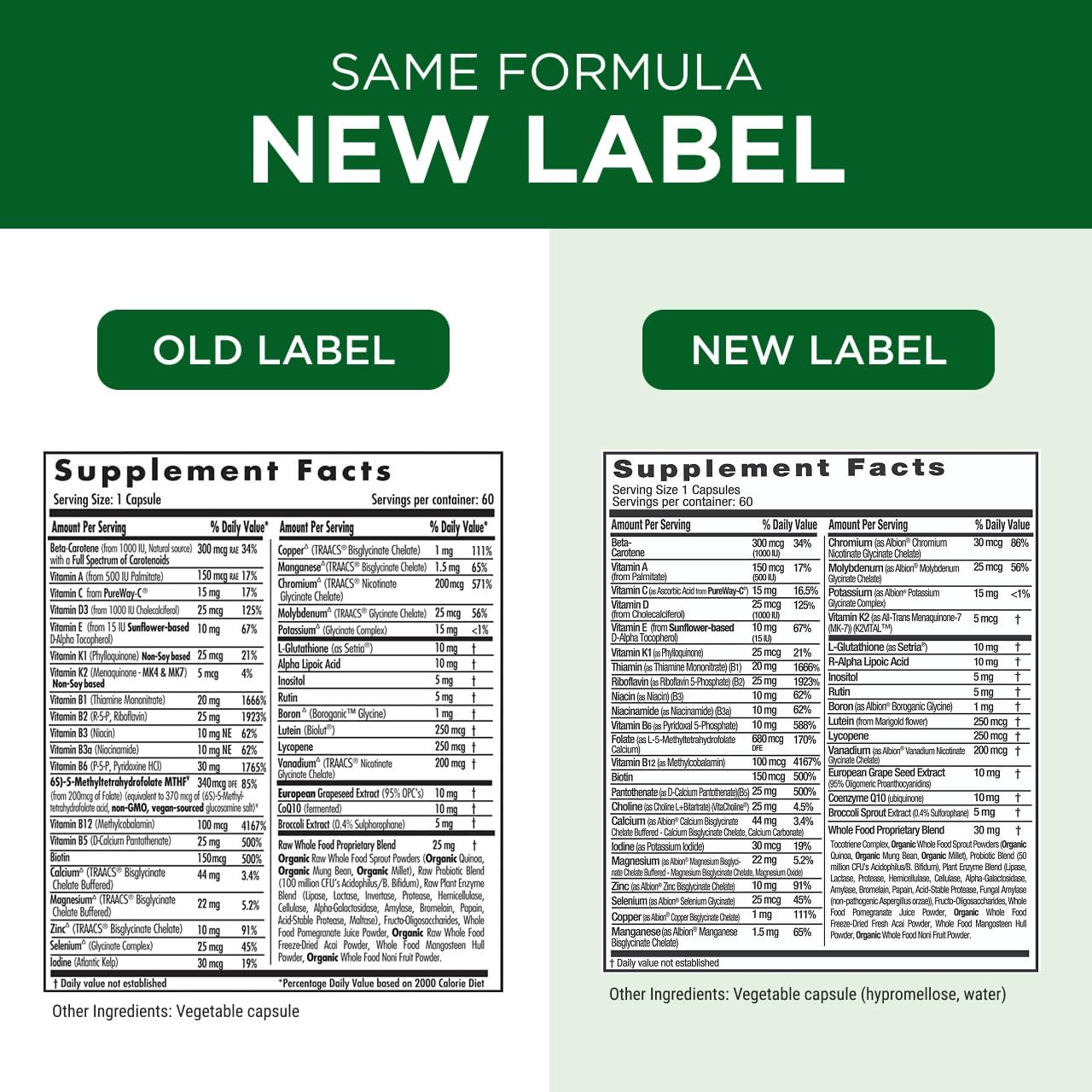 EMERALD LABS Mujeres 45+ Multivitamínico 1 al Día - 60 Cápsulas Vegetales
