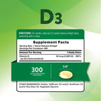 Nature's Truth Vitamina D3 2000 UI | 300 Cápsulas Blandas | Alta Potencia | Sin Gluten y Sin OMG